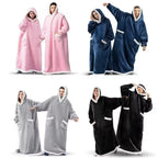 180cm Super Long Flannel Blanket Pyjamas with Sleeves Winter Hoodies Sweatshirt Women Men Pullover Fleece Giant Oversized Outdoo