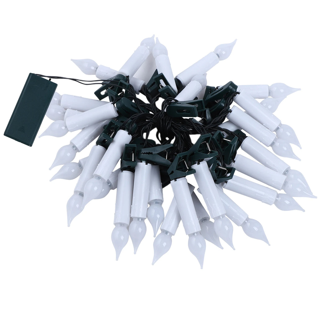 Christmas LED Candle String Light with Clips 8 Mode Remote Control Flameless Battery Operated Candle Light for Xmas Party Decor