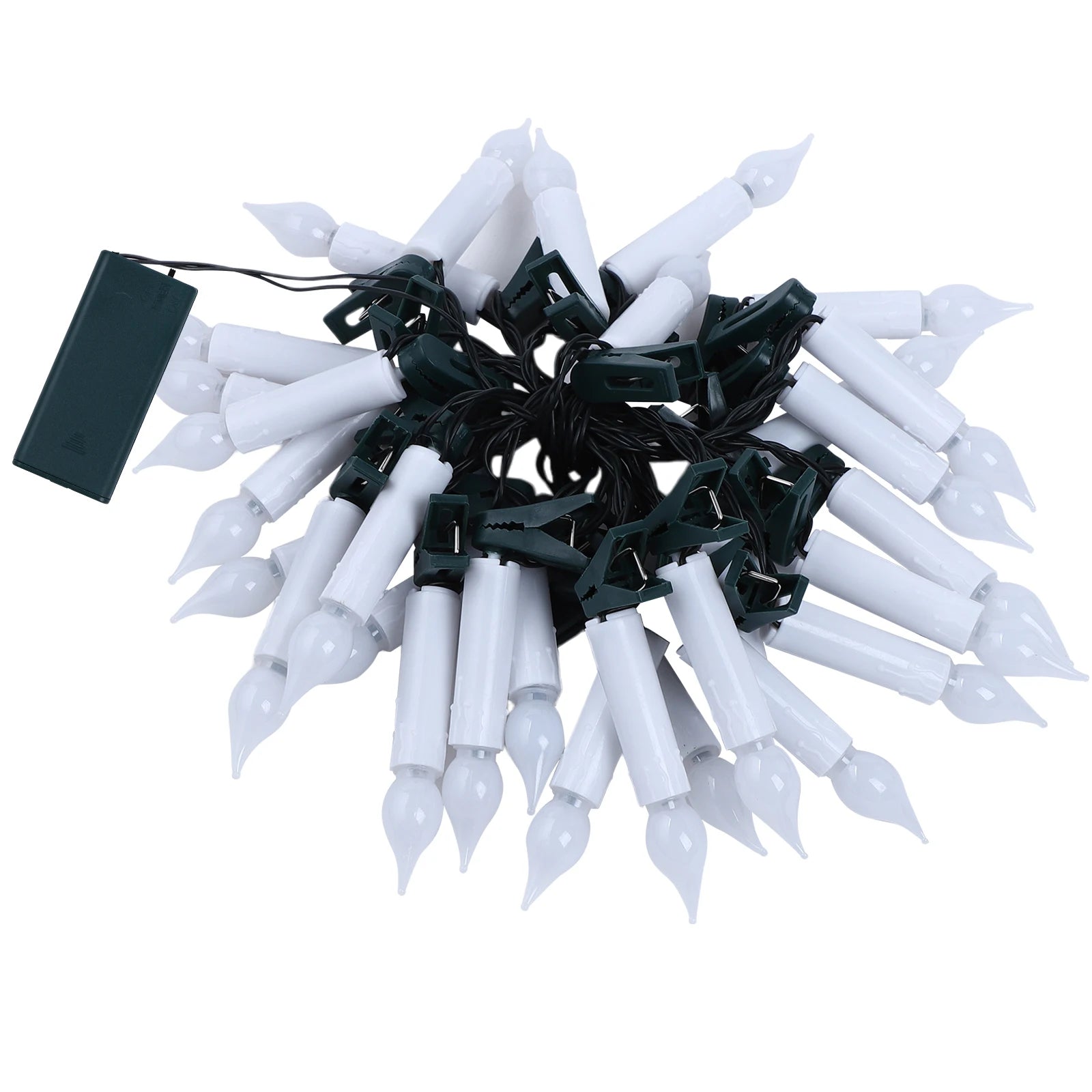 Christmas LED Candle String Light with Clips 8 Mode Remote Control Flameless Battery Operated Candle Light for Xmas Party Decor