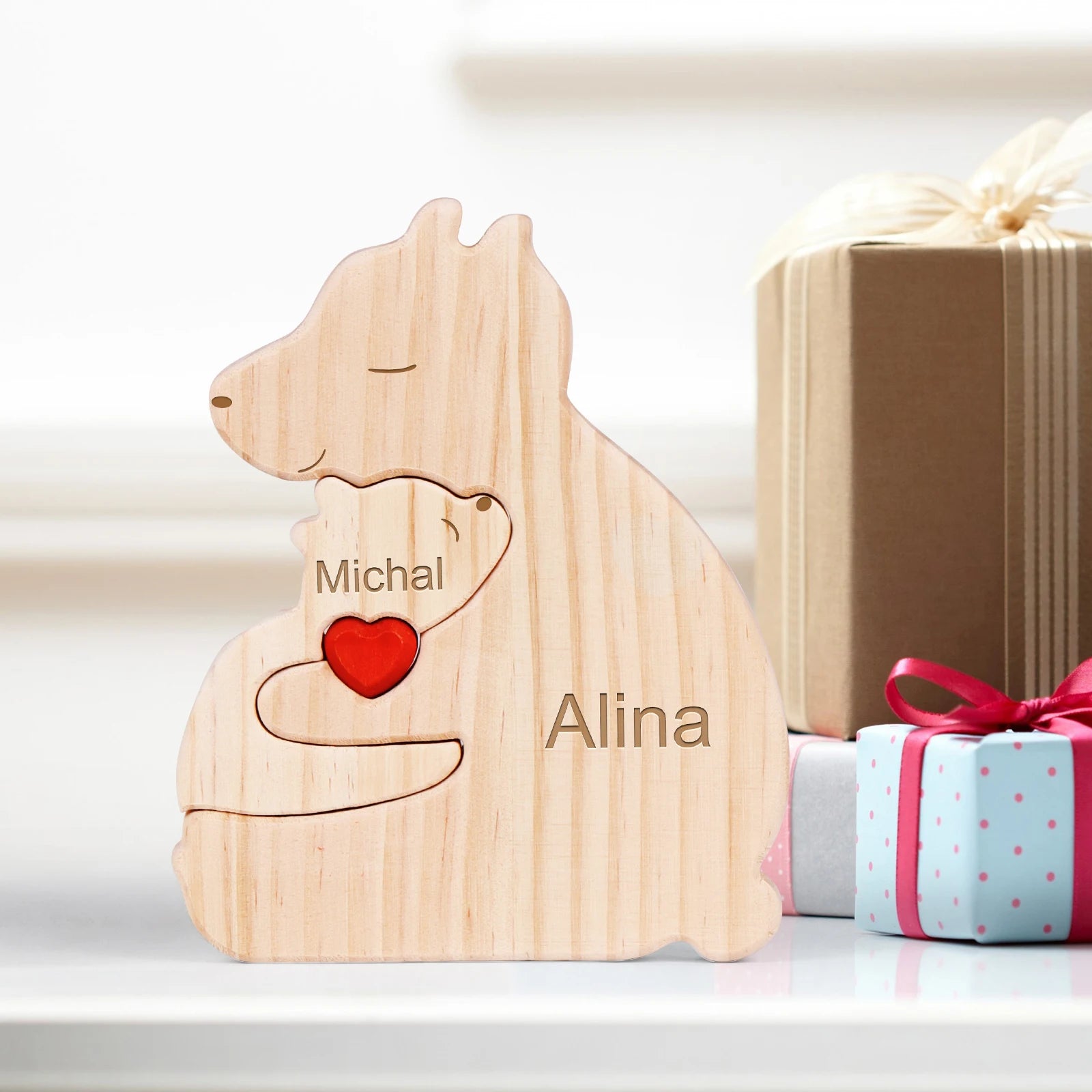 Wooden Bear Home Art Puzzle Personalized Custom Birthday Gift Art Puzzle Home Decor Christmas Thanksgiving Mom Home Warm Gift
