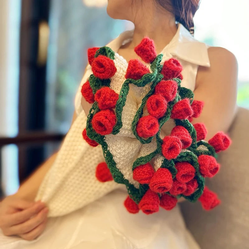 Rose Bouquet Blanket Crochet Sunflower Blanket Bouquet Handmade Blanket of Roses Sofa Blanket manta de rosas Manta De Ramo