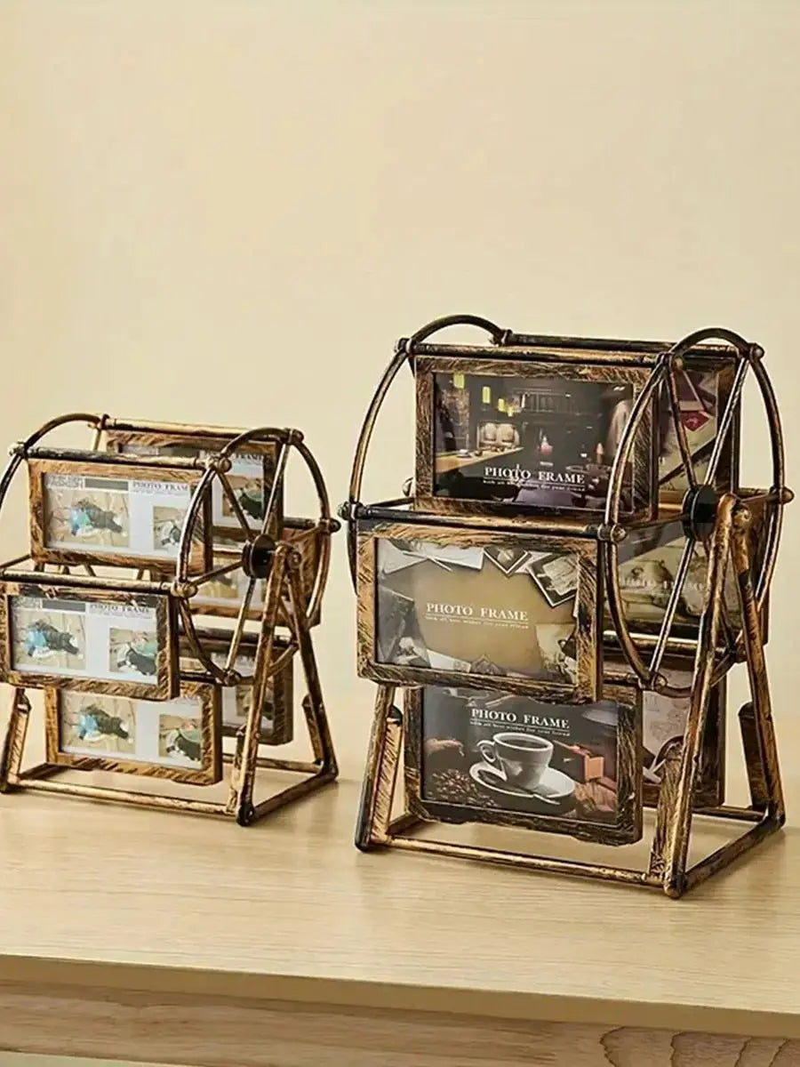Creative Rotatable FerrisWheel PhotoFrame4-inch Photo FrameBirthday Gift Photo Display ShelfFor HomeRoomLiving RoomOffice Decor
