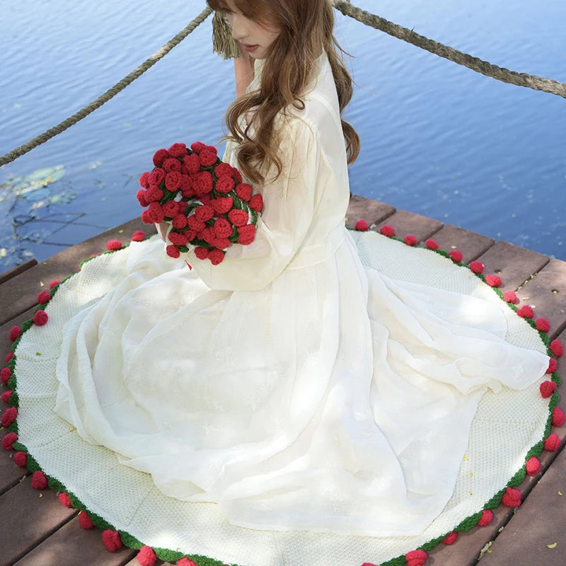 Rose Bouquet Blanket Crochet Sunflower Blanket Bouquet Handmade Blanket of Roses Sofa Blanket manta de rosas Manta De Ramo