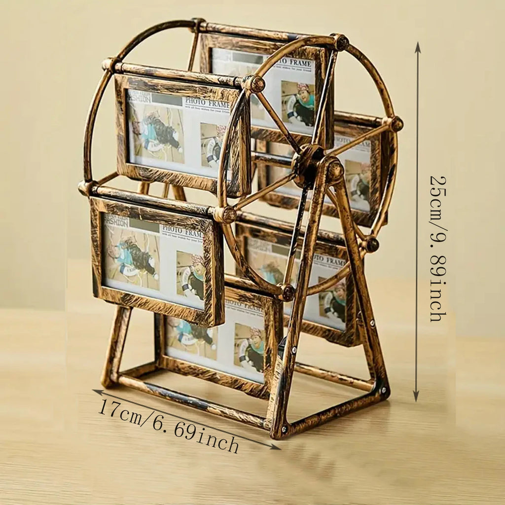 Creative Rotatable FerrisWheel PhotoFrame4-inch Photo FrameBirthday Gift Photo Display ShelfFor HomeRoomLiving RoomOffice Decor
