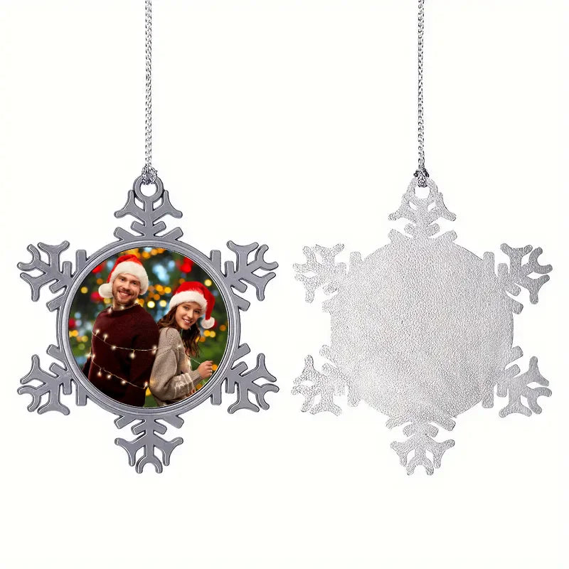 Personalised Picture Snowflake Pendant - Christmas & Winter Theme Metal Pendant for Home Decor, Holiday Decorations,