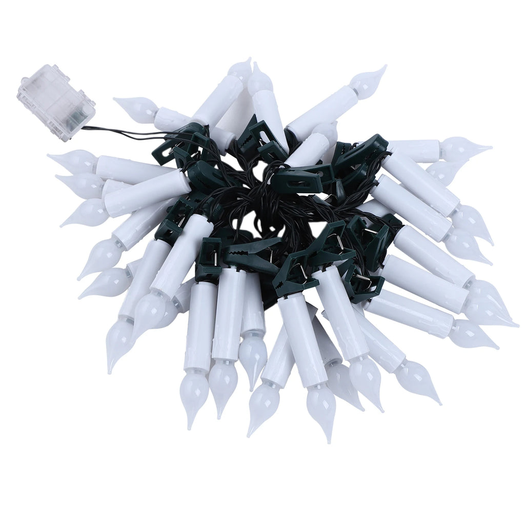 Christmas LED Candle String Light with Clips 8 Mode Remote Control Flameless Battery Operated Candle Light for Xmas Party Decor