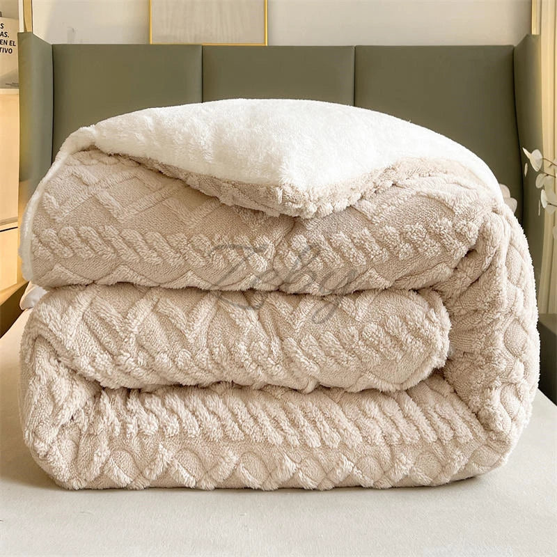New Super Thick Winter Warm Blanket for Bed Artificial Lamb Cashmere Weighted Blankets Soft Comfortable Warmth Quilt Comforter
