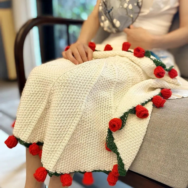 Rose Bouquet Blanket Crochet Sunflower Blanket Bouquet Handmade Blanket of Roses Sofa Blanket manta de rosas Manta De Ramo
