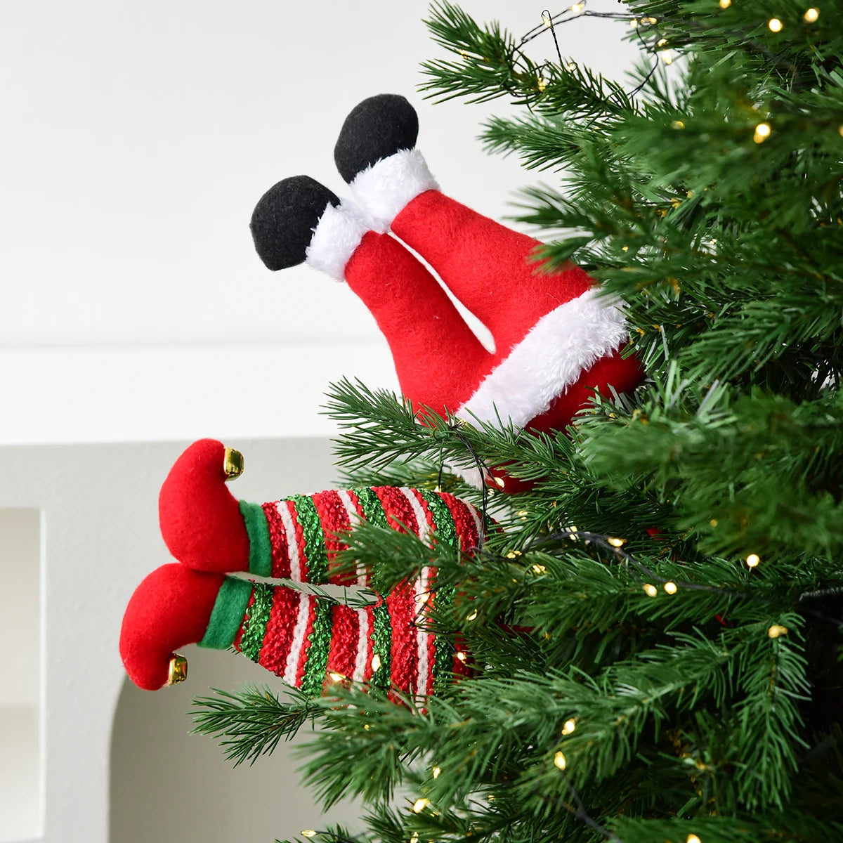 1 piece, Christmas elf figurine leg ornament, vase flower decoration, suitable for Christmas room and garden decoration.