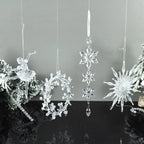 Christmas Crystal Ornaments Snowflake Christmas Tree Transparent Hanging Pendant Merry Christmas Party Decoration New Year 2024