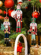 12PCS Nutcracker Wooden Decorative Set - Christmas Gift, Party Decoration And Home Decor