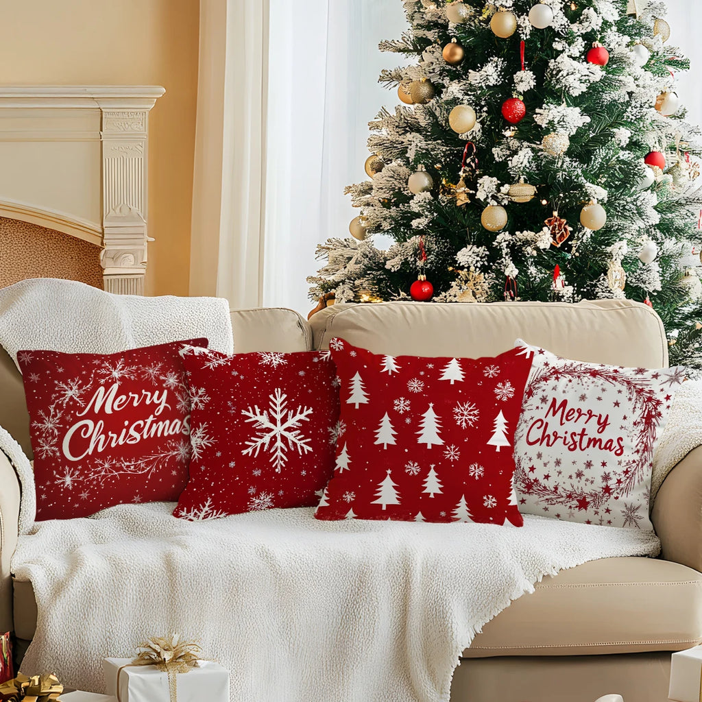Christmas Snowflakes Cushions Pillowcase Polyester Cushion Cover Throw Pillow Sofa Decoration Pillowcover Home Decor