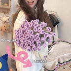 Rose Bouquet Blanket Crochet Sunflower Blanket Bouquet Handmade Blanket of Roses Sofa Blanket manta de rosas Manta De Ramo